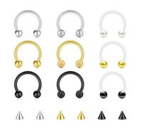 AVYRING 16g Septum Rings Nose Rings Surgical Steel Horseshoe Labret Tragus Earring Septum Piercing Jewelry for Women Men Sliver Gold Black 8mm 10mm, Metal, no gemstone