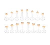 AVYRING 16PCS Clear Labret Lip Barsfor Women Men, 16G Flexible Retainers Heart & Round Flat Back Studs for Tragus Helix Cartilage Piercing Jewellery Earring Studs, 6mm 8mm 10mm 12mm, Skin Color