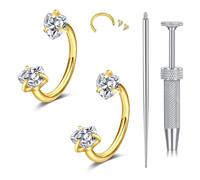 AVYRING 20G Horseshoe Nose Ring for Women, Septum Piercing Jewellery, Stainless Steel Horse Shoe Nose Lip Septum Ring Helix Daith Tragus Cartilage Earrings with Heart CZ, Gold
