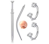 AVYRING 20G Titanium Horseshoe Nose Ring Septum Piercing Jewellery with Piercing Ball Grabber, Horse Shoe Nose Lip Septum Ring Helix Daith Tragus Cartilage Earrings for Women Mens 8mm, Silver