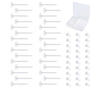 AVYRING 50 Pairs Plastic Clear Earrings for School with Organizer Box, Clear Post Earring Studs and Silicone Earring backs, Invisible Earrings for Work Sport, Flat Top