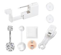 AVYRING Belly Button Piercing Kit, Disposable Self Piercing Kit for Navel, Professional Body Piercing Gun Kit, Stainless Steel Belly Bar Piercing Tools for Women Men