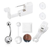 AVYRING Belly Button Piercing Kit, Disposable Self Piercing Kit for Navel, Professional Body Piercing Gun Kit, Titanium Belly Bar Piercing Tools for Women Men