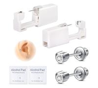 AVYRING Ear Piercing Gun Kit, Self Disposable Ear Piercing Kit 316L Surgical Stainless Steel with Cubic Zirconia, At Home Self Ear Piercer Kit Tool with 4mm Heart CZ Stud