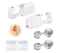 AVYRING Ear Piercing Gun Kit, Self Disposable Ear Piercing Kit 316L Surgical Stainless Steel with Round Cubic Zirconia, At Home Self Ear Piercer Kit Tool with 4mm CZ Stud
