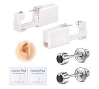 AVYRING Ear Piercing Gun Kit, Self Disposable Ear Piercing Kit 316L Surgical Stainless Steel with Round Cubic Zirconia, At Home Self Ear Piercer Kit Tool with 4mm Black Stud