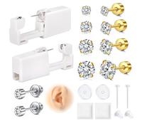 AVYRING Ear Piercing Kit, 2 Pack Painless Disposable Piercing Gun Kit with 20G Flat Back Earrings Studs, At Home Self Earpiercing Kit Tools and Supplies for Women Men, Gold