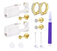 AVYRING Ear Piercing Kit Gold, Disposable Ear Piercing Kit, Piercing Earrings Surgical Steel, Ear Piercing Gun 20g Dangle Flat Back Studs Pearl Butterfly Zircon Earring Piercing Kit, Ears Piercing Kit