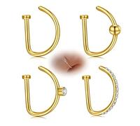 AVYRING Fake Nose Rings, Stainless Steel Faux Nose Hoop, Non-Pierced Magnetic Nose Stud & Rhinestone Sticker, Clip On Nose Piercing Jewelry for Women Men