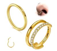 AVYRING Gold Cartilage Double Hoop Earrings, 16G/18G 8mm Cubic Zirconia Helix Tragus Conch Piercing Jewelry, 14K Gold Plated Hypoallergenic Hoop Earrings for Women & Men