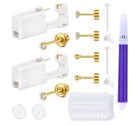 AVYRING Gold Ear Piercing Kit 2mm, 2mm Ear Piercing Gun, Disposable Ear Piercing Kit with Piercing Earrings Studs Surgical Steel Painless Self Piercing 20g Flat Back Earring Ball Zircon