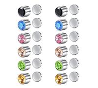 AVYRING Magnetic Earrings for Men Women Stainless Steel Clip on Nose Studs Non Piercing Jewelry Colour Diamond Fake Piercings 3mm, 6 Pairs