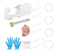 AVYRING Nose Piercing Kit with Built-in Citrine Stud, Painless Self-Piercing 20G Clear Nose Studs, Disposable Gun for Home Use