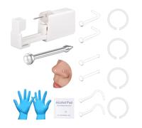 AVYRING Nose Piercing Kit with Built-in Gun, Moonstone Stud, Painless 20G Clear Studs, Disposable Gun for Home Use