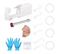 AVYRING Nose Piercing Kit with Garnet Stud, Painless Self-Piercing Gun, 20G Clear Studs