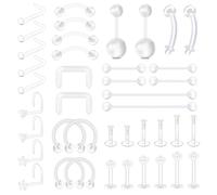 AVYRING Piercing Retainers Set Clear Plastic Invisible 18G 16G 14G Multi-Purpose for Nose Septum Lip Eyebrow Nipple Tongue Navel Belly Ear Cartilage Industrial Barbells Women MenSchool Work MRI