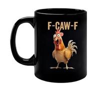 AVZYARDY 11oz F-Caw-F Funny Chicken Mug, Rooster Coffee Cup for Men Women, Farmhouse Ceramic Animal Mug, Hilarious Meme Tea Cup Gift for Chicken Lovers, Home Kitchen Office Decor