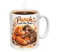 AVZYARDY 11oz Personalised Punch and His Bear Mug, Cute Monkey with Orangutan Teddy Design, Personalized Ceramic Dinking Monkey Cup Gift for Family and Loved Ones Animal Lover Gift