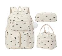 AVZYARDY 3pcs Novelty Print School Backpack Set for Girls, Cute College Bookbag with Lunch Bag and Pencil Case, Lightweight Rucksack for Teens Women Students-style3