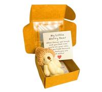 AVZYARDY 4 Colors Pocket Bear Hug in a Box, Mini Worry Bear with Emotional Uplifting Support Card, Soft Handmade Teddy for Christmas Valentine's Day & Desk Decor-White