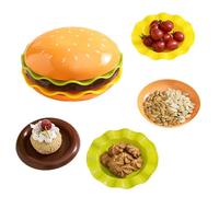 AVZYARDY 5/7 Set Stackable Burger Plate Set, Fun Stacking Hamburger Dinner Bowl, Novelty Stackable Hamburger Plates with Bowl, Durable Nesting Plates for Dessert, Snacks and Salads