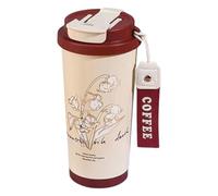 AVZYARDY 500ml Insulated Coffee Cup w/Built-in Straw, Flask with Lipstick-Friendly Sip, Portable Travel Flask, Stainless Steel Coffee Cup Travel Mug for Cold/Hot Drinks, Thermal Travel Mug