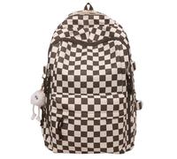 AVZYARDY Aesthetic Checkered Backpack with Kawaii Pendant Checkerboard Backpack Fashion Plaid Rucksack for Teens Elementary Middle High School Students