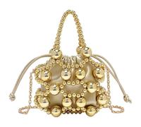 AVZYARDY Beaded Clutch Bag for Women, Elegant Pearl Clutch Purse, Embellished Evening Handbag Trendy Crossbody Shoulder Bag for Wedding, Prom, Birthday Party-Gold