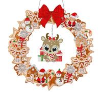 AVZYARDY Christmas Diamond Art Painting Wreath Hanging Pendant with LED Light DIY Partial Special Drill Xmas Garland Diamond Art Kits for Adults,Crystal Painting Wreath Christmas Gifts