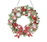 AVZYARDY Christmas Diamond Art Wreath Kit 5D Diamond Art Painting DIY Partial Special Drill Wall Garland Pendant Crystal Rhinestone Christmas Wreath Kits Xmas Handmade DIY Gifts