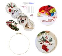AVZYARDY Christmas Embroidery Kit, 4 Sets DIY Cross Stitch Kits for Adults Beginners, Christmasc Needlepoint Craft Set with Hoops Cloth Threads & Needles, Handmade Sewing Craft Set