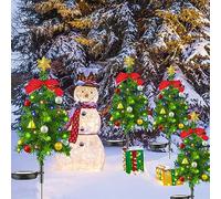 AVZYARDY Christmas Tree with Solar Light Outdoor Garden 4 Pack Solar Tree Lights IP65 Waterproof Multicolor Christmas Pathway Lights Xmas Tree Garden Stake Lights for Christmas Decorations
