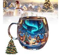 AVZYARDY Creative Christmas Mugs, Stained Glass Christmas Coffee Mug, Uniques Hand Painted Festive Coffees Tea Milk Cup, Christmas Glasses Drinkware for Home Office Desk Decor