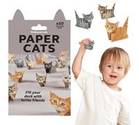AVZYARDY DIY Paper Cats Origami Kit, 50PCS 3D Animal Origami Paper Craft Set, Creative Handmade Papercraft Kit for Beginners, Cute Origami Animal Decoration for Kids & Adults