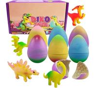 AVZYARDY Easter Egg Hunt Toys, 6 Pcs Dinosaur Hatching Rainbow Eggs for Kids, Rainbow Surprise Eggs with Dinosau Toy, Filled Easter Egg Hunt Kit for Basket Stuffers, Birthday Gifts & Party Favors