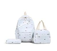 AVZYARDY Kawaii Backpack Set for Girls, 3PCS Lovely Dogs School Bag with Lunch Bag and Pencil Case, Japanese Style Large Capacity Rucksack for Teen Girls College Travel-Blue