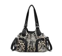 AVZYARDY Leopard Shoulder Bags Large Capacity Hobo Crossbody Bags Multiple Pockets Top Handle Satchel with Detachable Strap for Women Vacation and Casual Use (Light Brown)