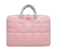 AVZYARDY Men Women Nylon Puffy Laptop Handbag Large Capacity Computer Messenger Purse Solid Color with Zipper for Business Work Office Travel (Pink 13in) (粉色)