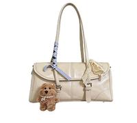AVZYARDY PU Leather Women Casual Shoulder Bags Large Capacity Leisure Y2k Shoulder Bag Solid Color Versatile Underarm Bags for Shopping And Outdoor Family Outings (D) (D 白色)