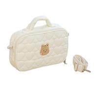 AVZYARDY Quilted Baby Diaper Bag with Bear Embroidery, Lightweight Multifunction Nappy Bags, Portable Stitch Shoulder & Handbag with Adjustable Strap for Mum Travel Daily Use