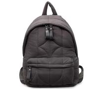 AVZYARDY Quilted Laptop Backpack for Women, Lightweight Cotton Padded Daypack with Adjustable Strap, Solid Colour College School Bookbag for Girls Students-Light Grey