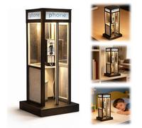AVZYARDY Retro Vintage Tall Phonebooth Lamp, Vintage Telephone Booth LED Night Light, Mini Classic Street Phone Booth Lamps for Home Decor, Warm Desk Light for Bedroom Office