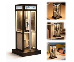 AVZYARDY Retro Vintage Tall Phonebooth Lamp, Vintage Telephone Booth LED Night Light, Mini Classic Street Phone Booth Lamps for Home Decor, Warm Desk Light for Bedroom Office