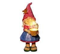 AVZYARDY Solar Garden Elf Gnome Statue Ornament Resin Female Elf Holding Pot Statue Waterproof for Holiday Party (A)