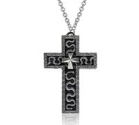 AVZYARDY Squids Necklace Game, Cross Necklace with Secret Compartment for Women Men, Squid Thanos Game Cross Pendant Necklaces 3D Printed Design Antique Cross