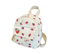 AVZYARDY Strawberry Corduroy Mini Backpack Purse Travel Shoulder Bag Stylish Small Backpack Casual Daypack for Girls Teenagers and College Students (White Strawberry) (White pro)