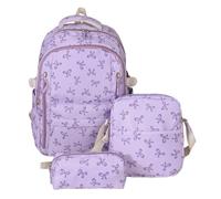 AVZYARDY Wome Nylon Coquette Bow School Bag Adjustable Strap Travel Backpack Y2k Harajuku Backpack for Shopping Work Dating Daily Use (Purple)