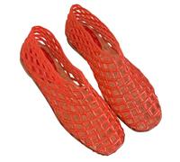 AVZYARDY Women Jelly Flats Mesh Ballet Flats Square Toe Hollow Out Ballet Flats Lightweight Casual Flat Sandals Breathable for Outdoor Travel (38 Red)