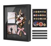 AW BRIDAL 11X14 Large Shadow Box Picture Frames Deep Shadow Boxes Display Cases with Removable Shelves, Black Wooden Memory Boxes for Keepsakes with Slot