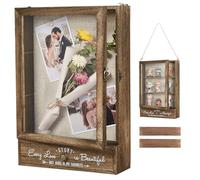 AW BRIDAL 11X16 Large Shadow Box Picture Frames Deep Shadow Boxes Display Cases with Removable Shelves and Drawers, Brown Wooden Memory Boxes for Keepsakes with Slot Christmas Decorations Gifts
